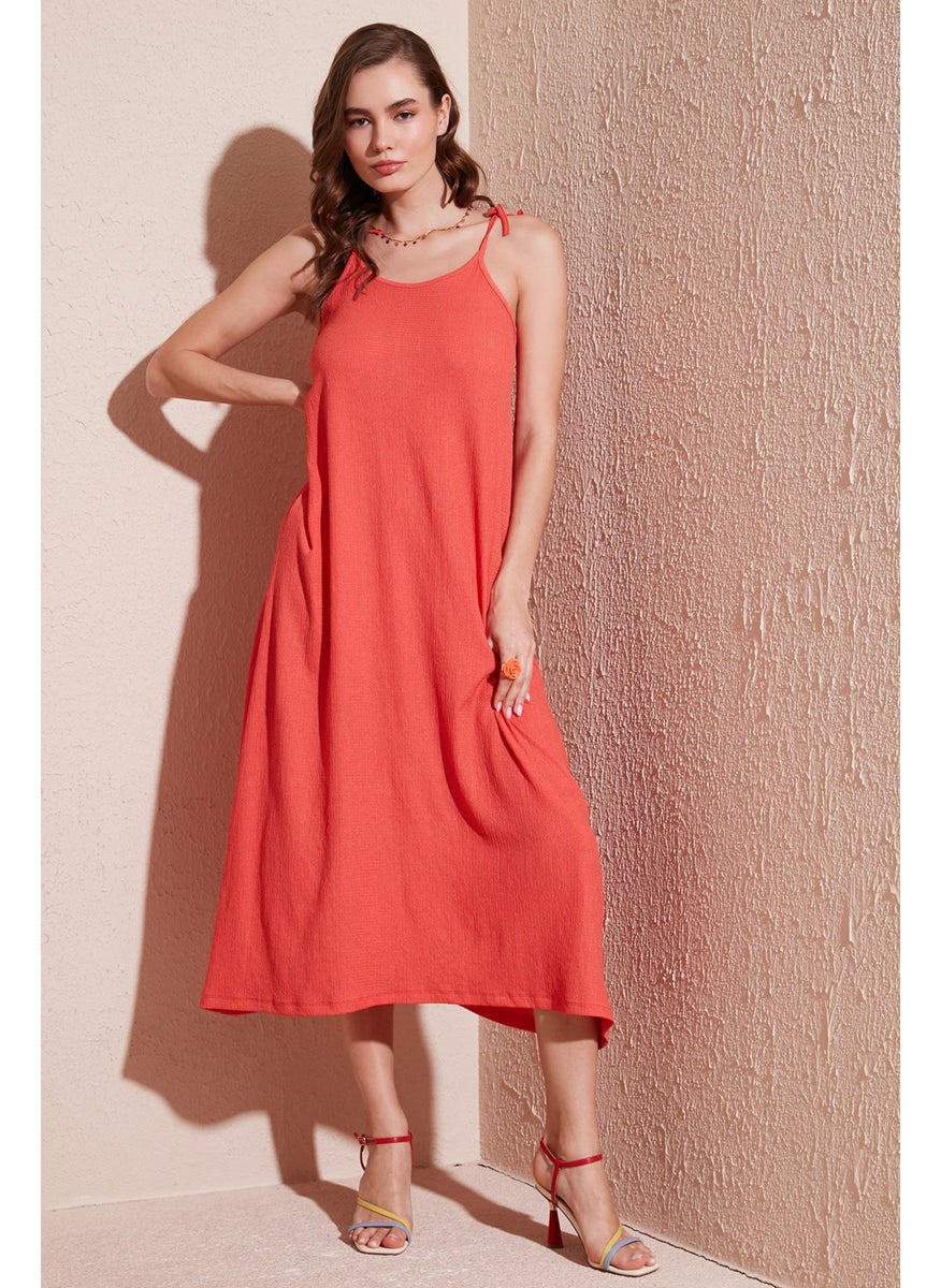 Regular Fit Rope Strap Long Dress Women's Dress 5865732