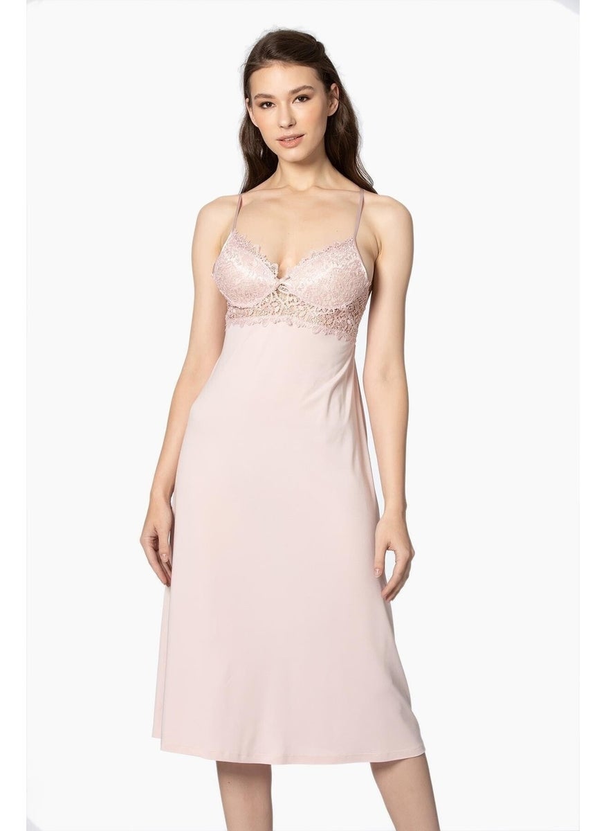 5045 Women's Modal Six-Up Cotton Nightgown Dressing Gown - Powder