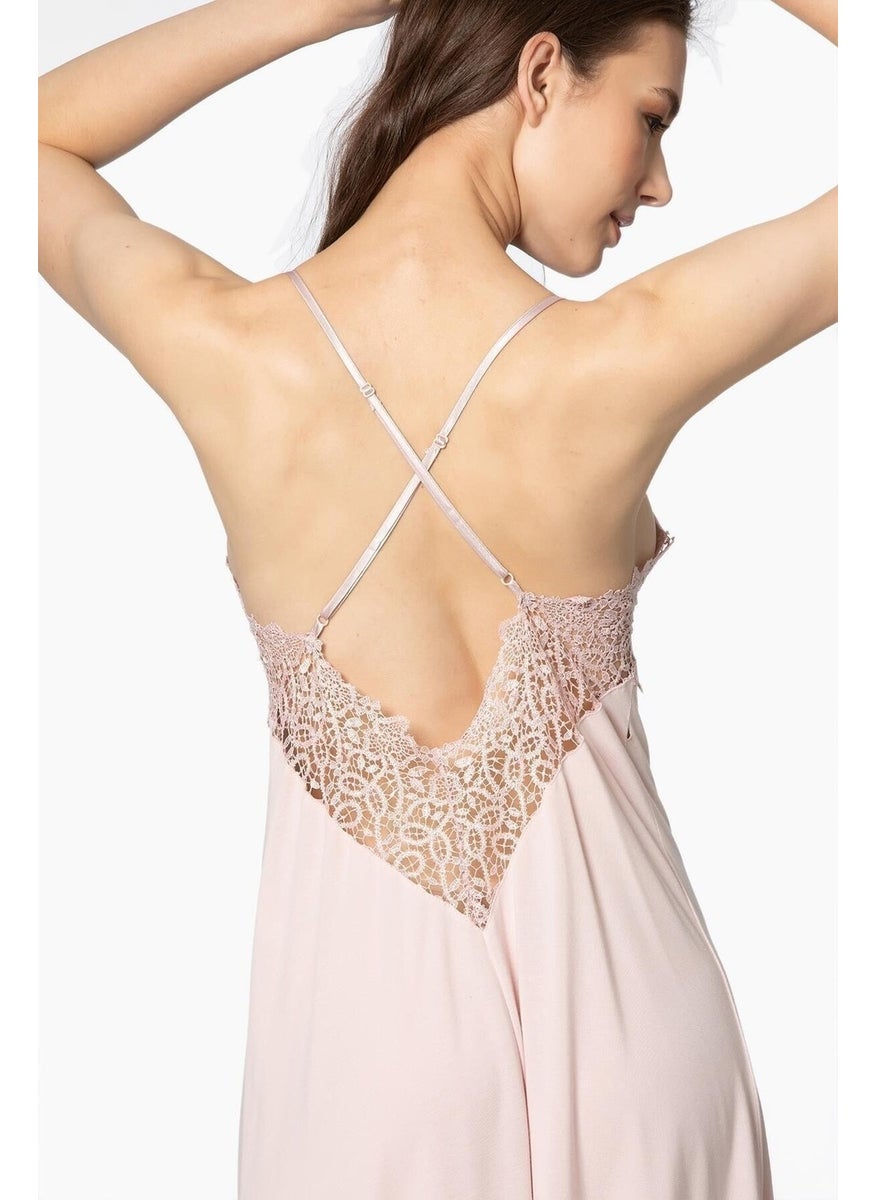 5045 Women's Modal Six-Up Cotton Nightgown Dressing Gown - Powder
