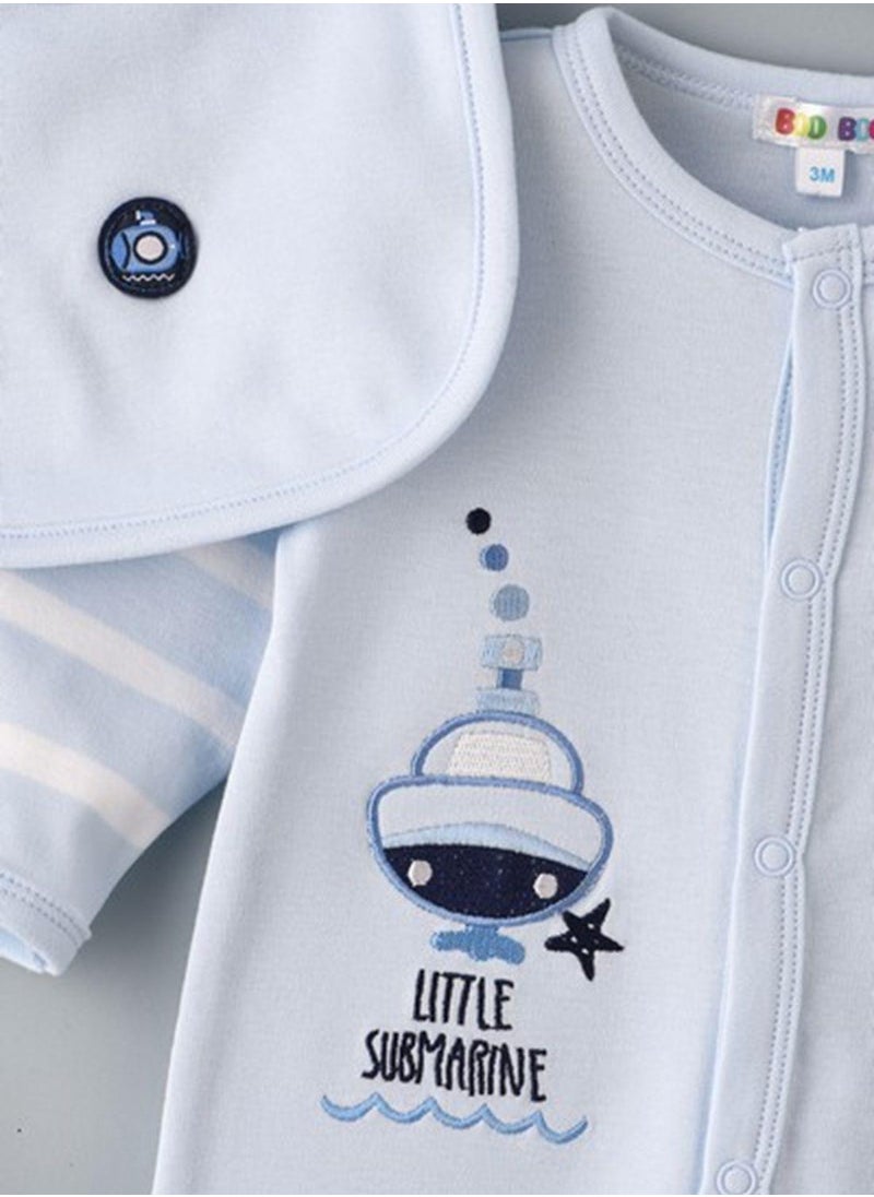 Infant Printed Sleepsuit With Cap & Bib