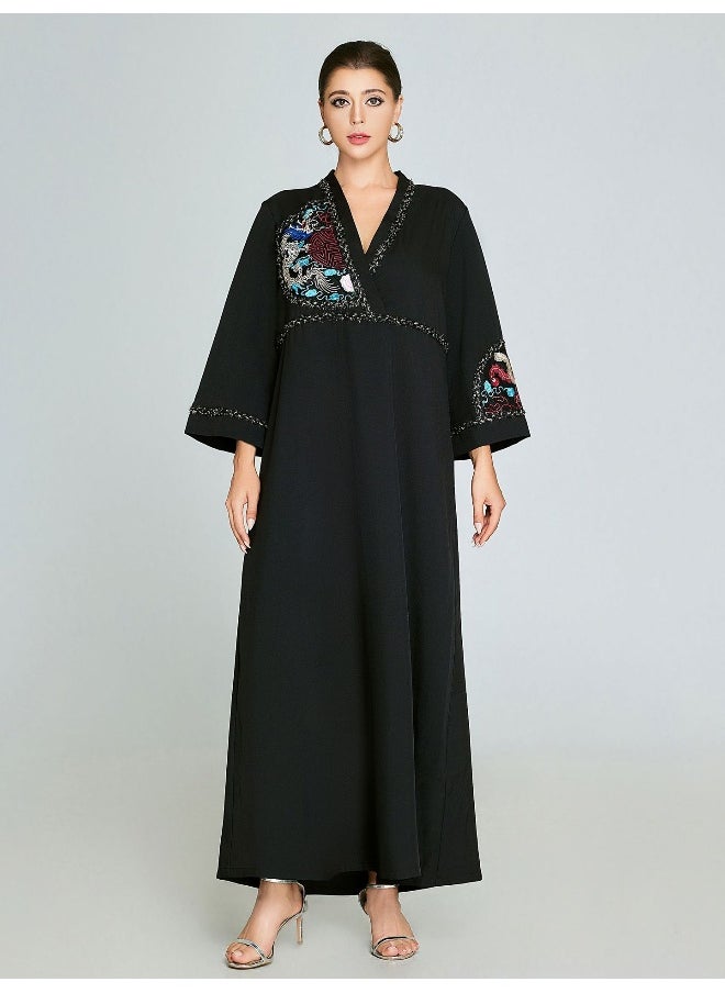 Black Hand Embroidered Robe
