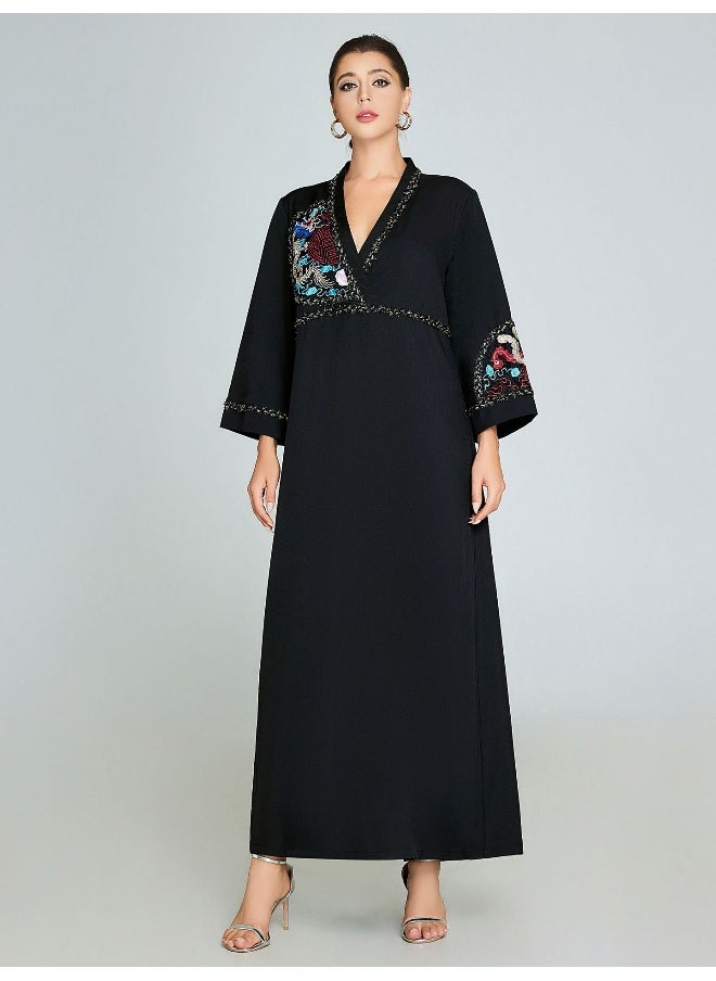 Black Hand Embroidered Robe