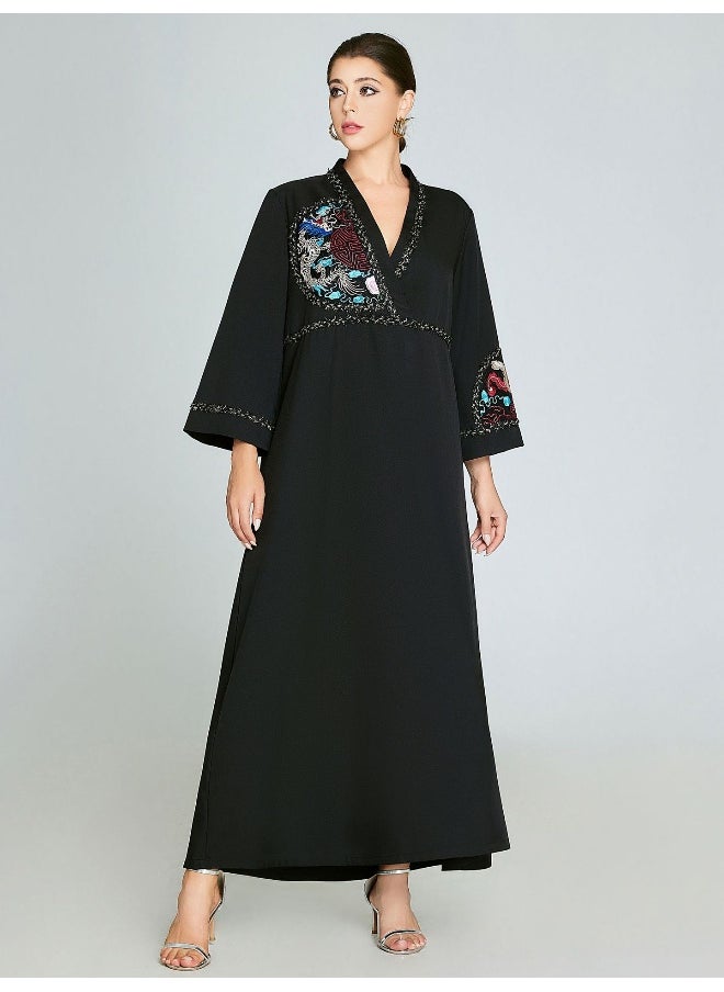 Black Hand Embroidered Robe
