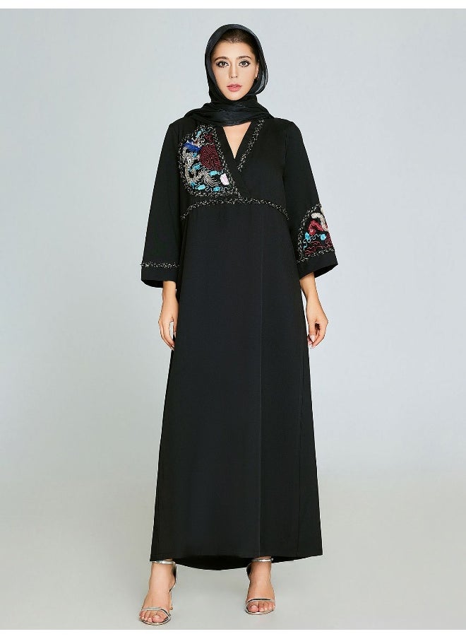 Black Hand Embroidered Robe