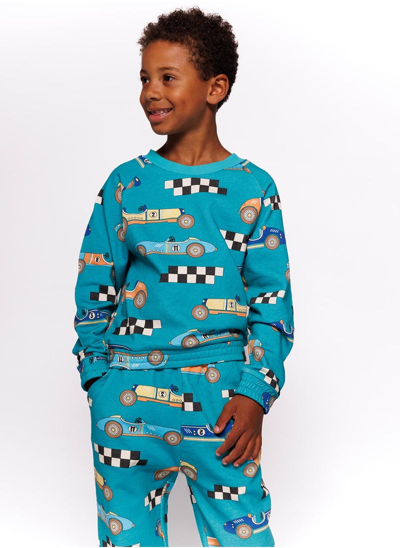 Sweatshirt with race cars