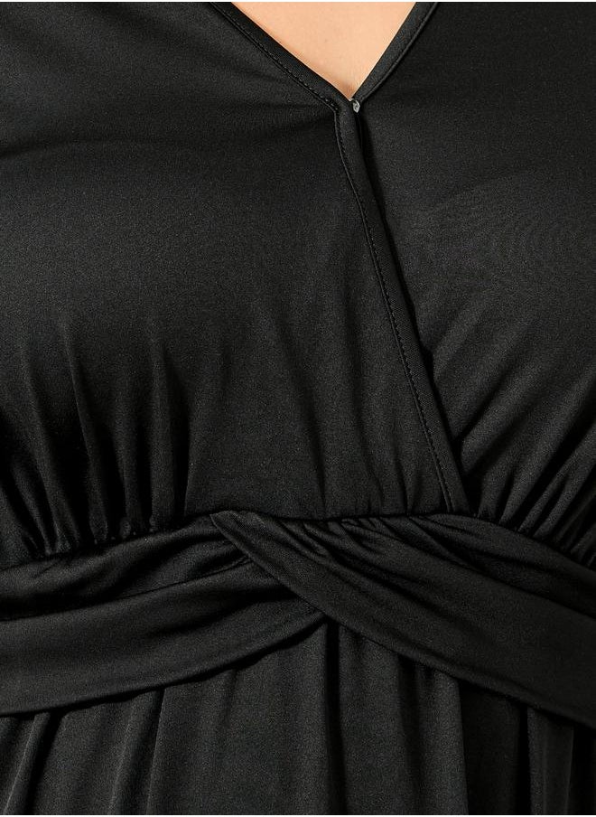 Wrap Jersey V-Neck Midi Dress