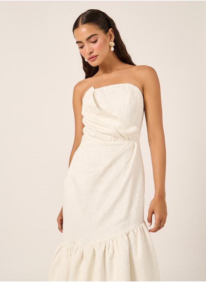 Bandeau Neck Sleeveless A-Line Midi Dress