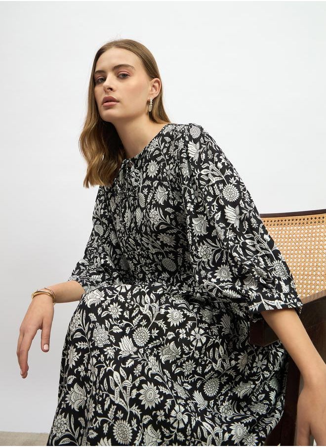 Floral Printed A-Line Midi Dress
