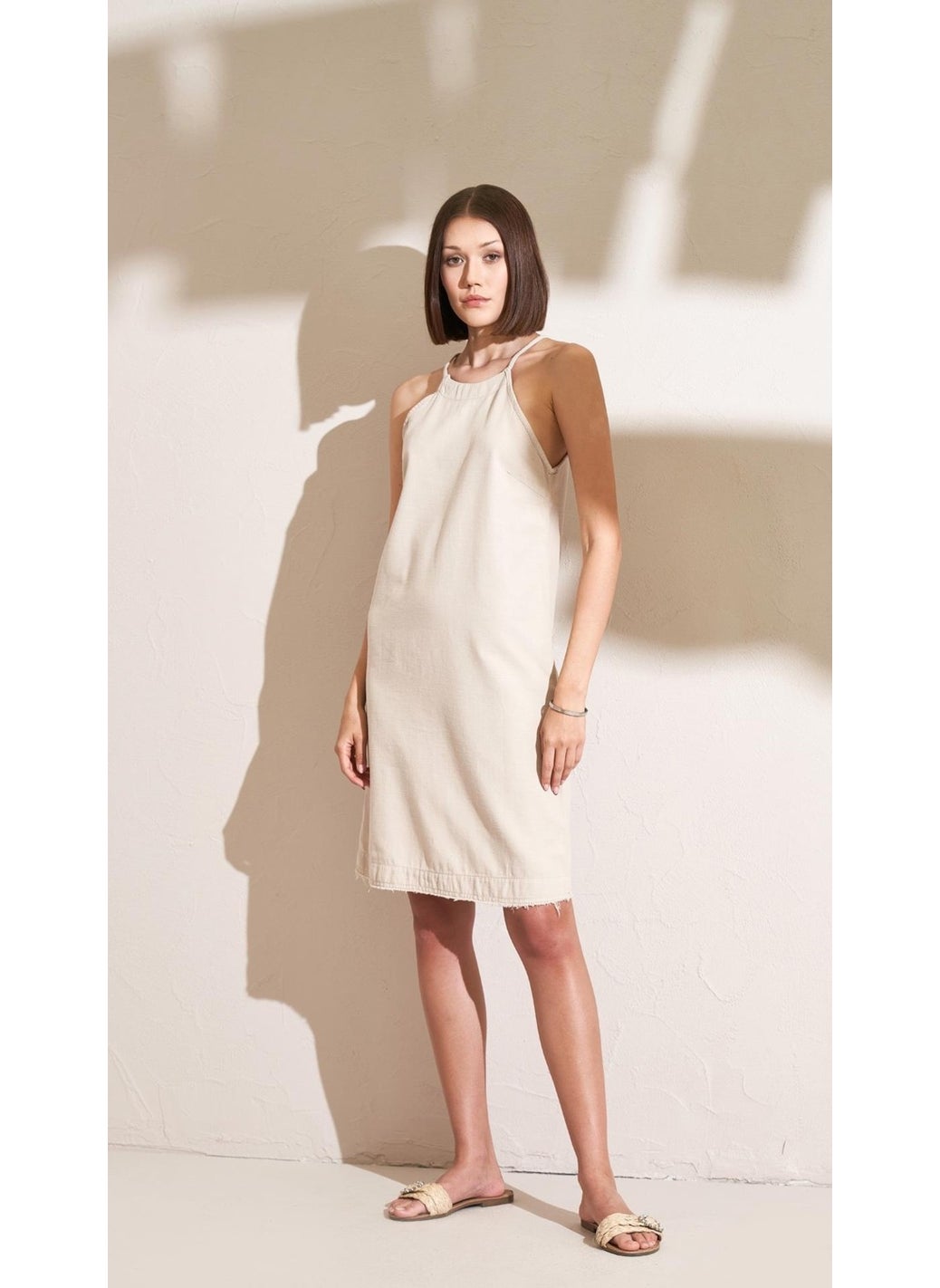 Women's Stone Rope Strap Tassel Hem Short Dress