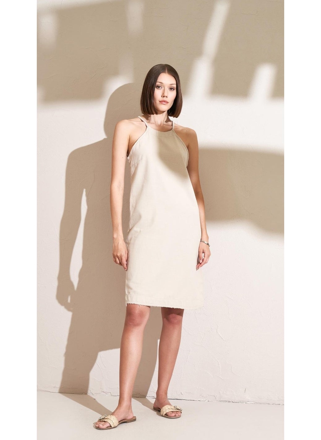 Women's Stone Rope Strap Tassel Hem Short Dress