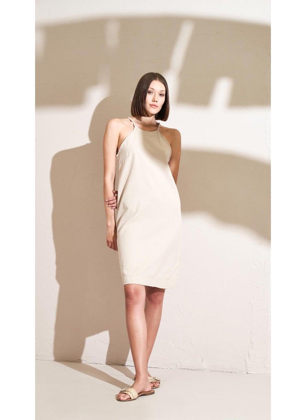 Women's Stone Rope Strap Tassel Hem Short Dress