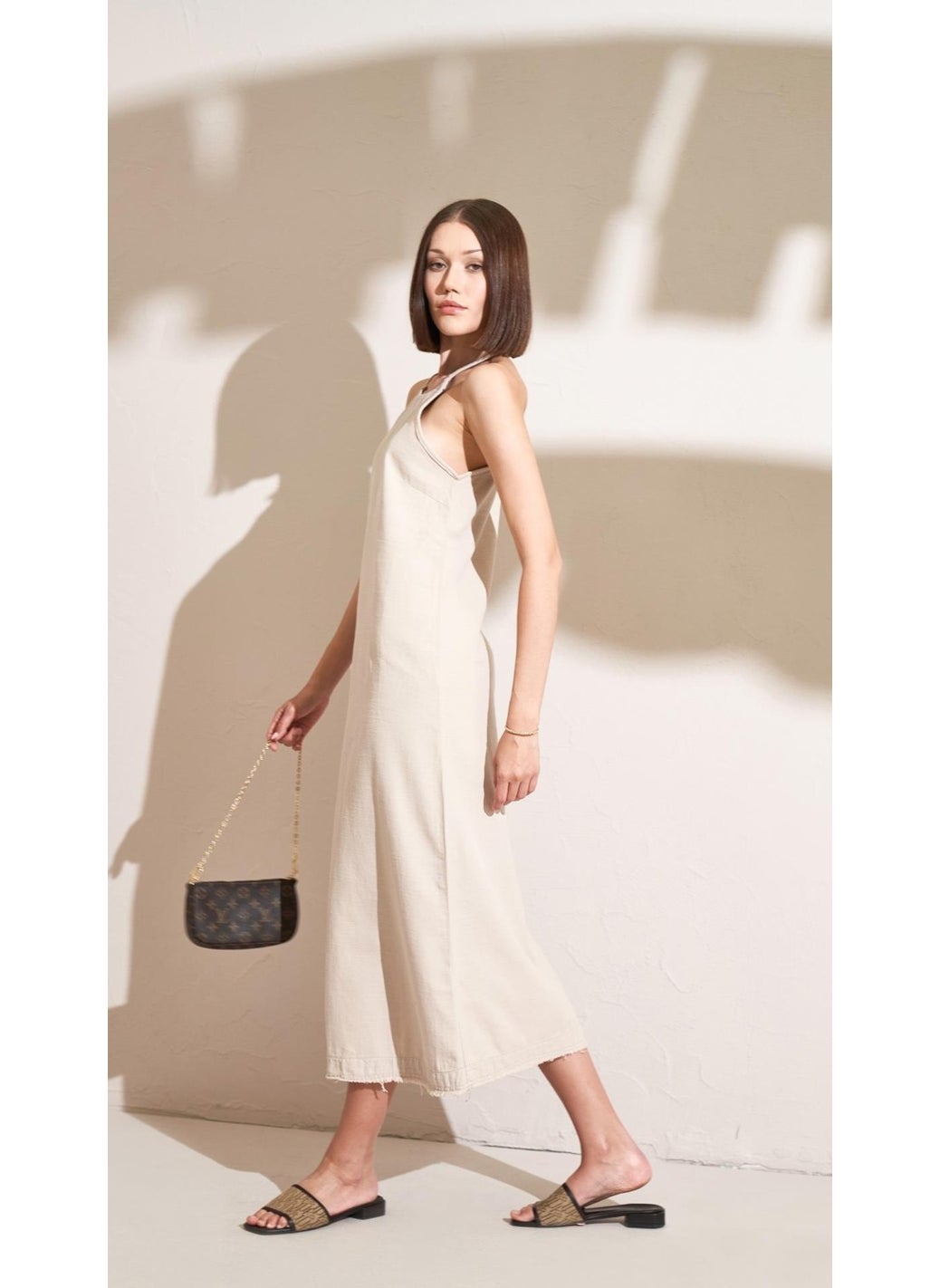 Women's Stone Hem Tasseled Rope Strapped Long Dress