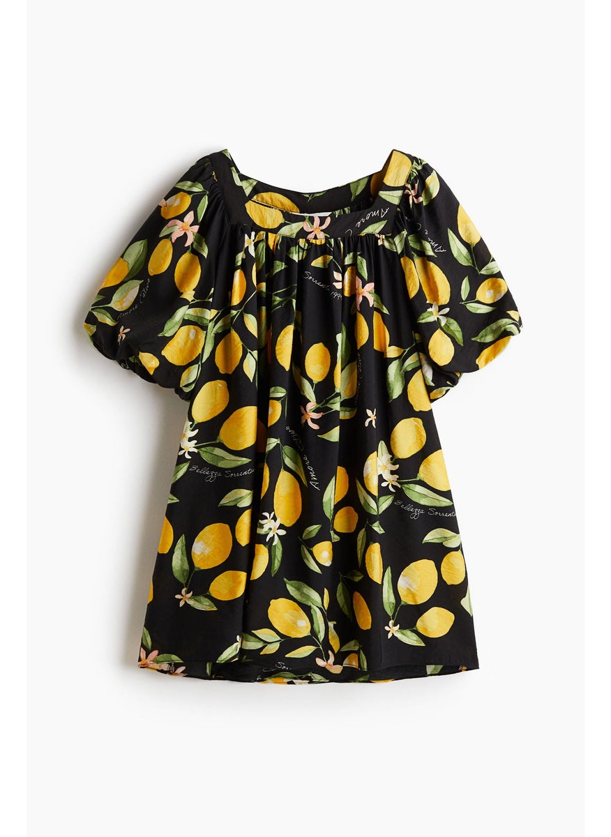 Balloon-Sleeved Tunic Dress