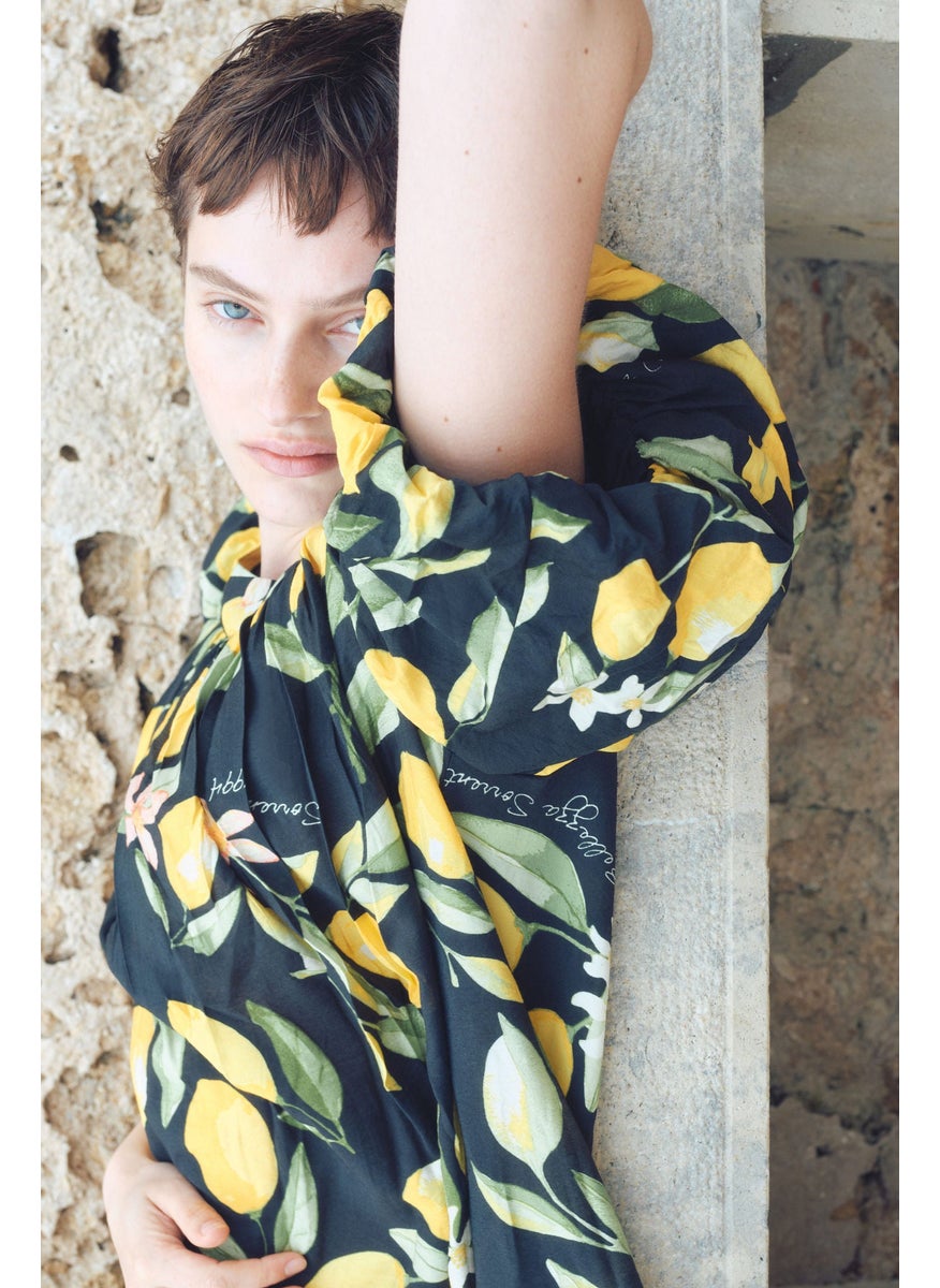 Balloon-Sleeved Tunic Dress