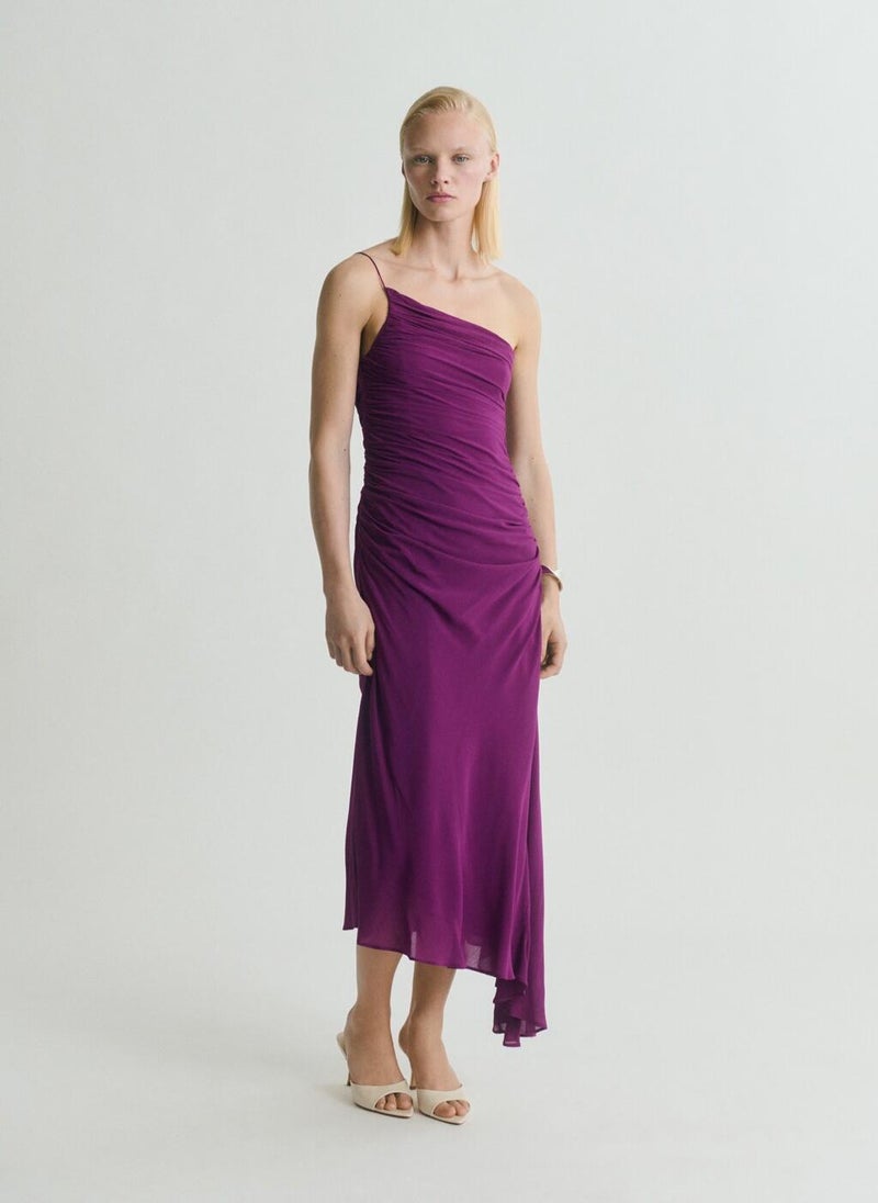 Asymmetrical Dress With Gathered Sides