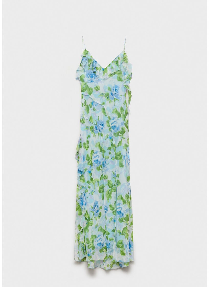 Ruffled Floral Print Dress