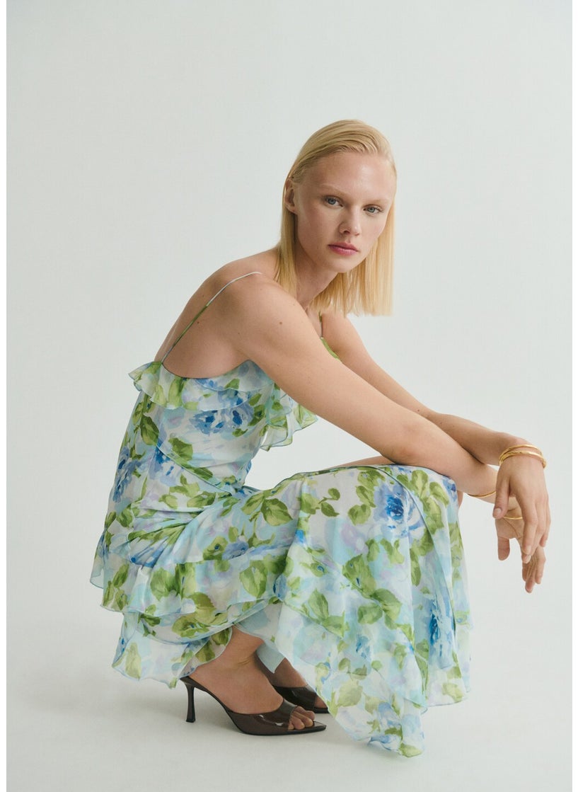 Ruffled Floral Print Dress