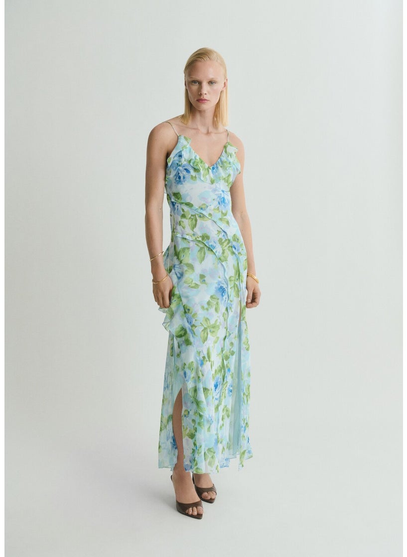 Ruffled Floral Print Dress