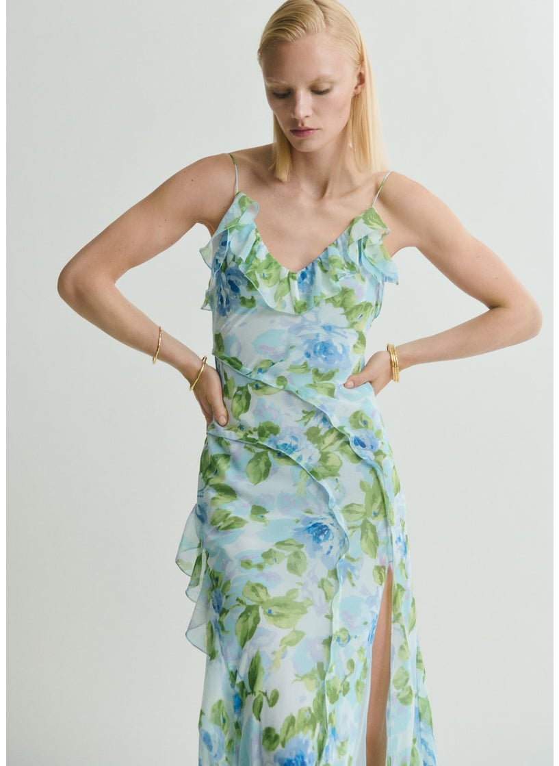 Ruffled Floral Print Dress