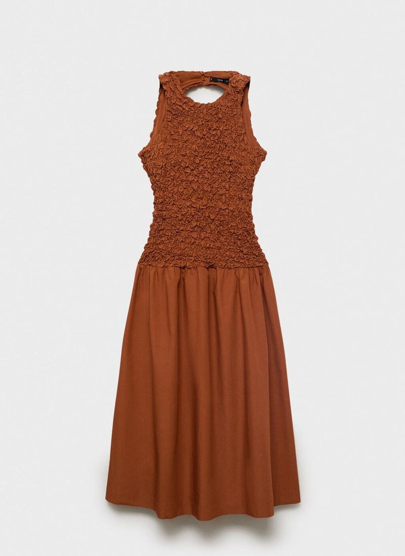 Combined Open-Back Textured Dress