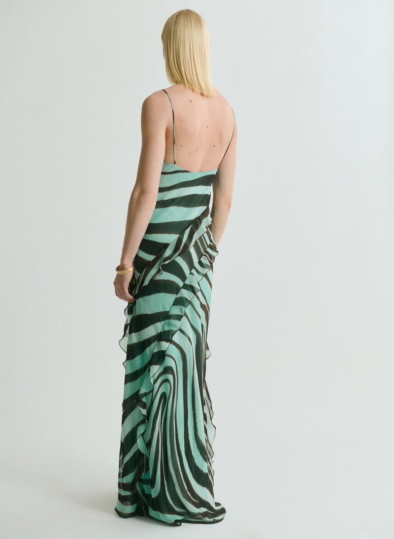 Zebra-Print Dress With Ruffles