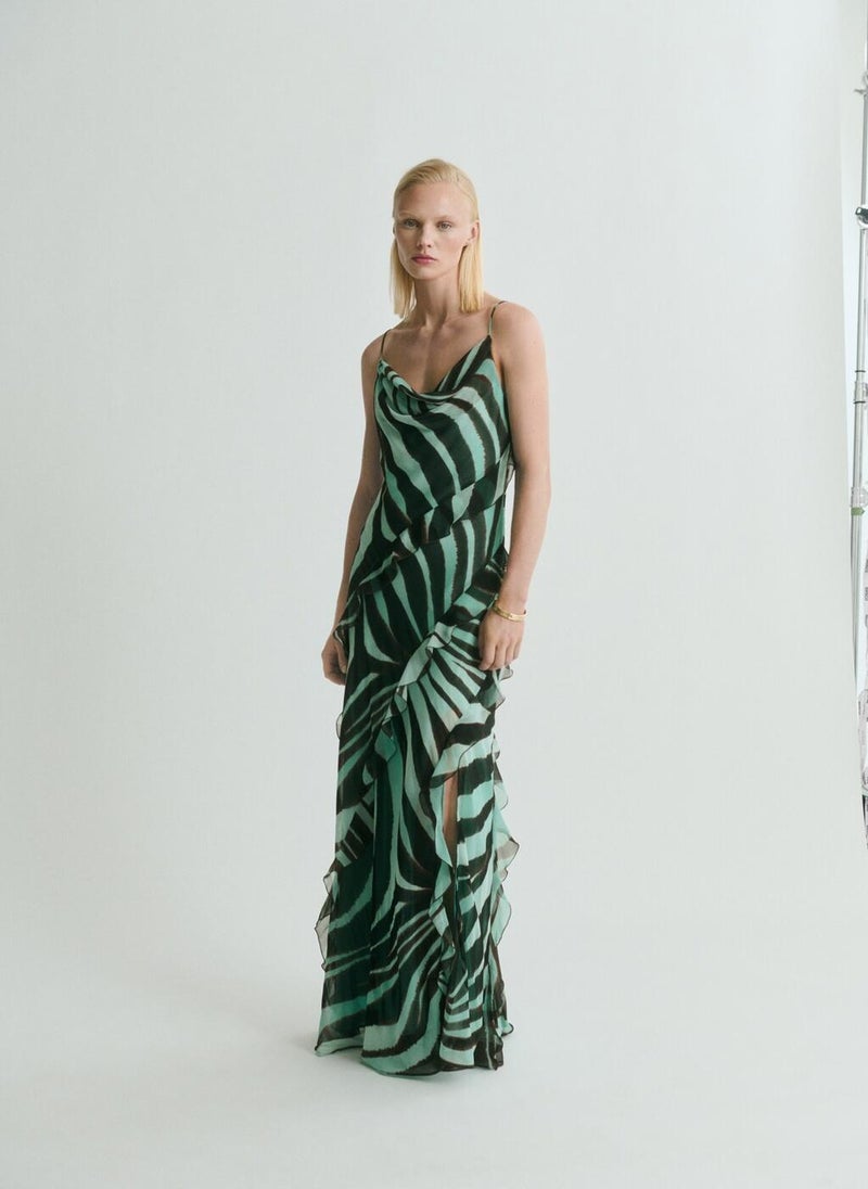 Zebra-Print Dress With Ruffles