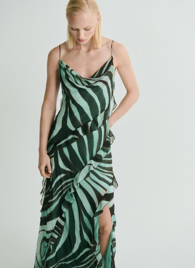 Zebra-Print Dress With Ruffles