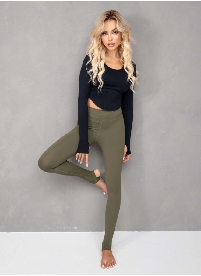 ELLA TIGHTS – OLIVE & SILVER