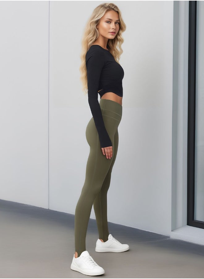 ELLA TIGHTS – OLIVE & SILVER