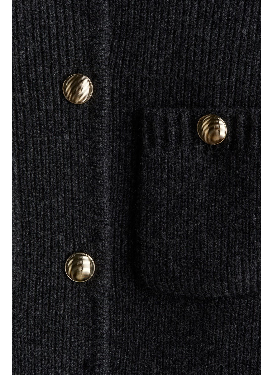 Rib-Knit Wool Cardigan