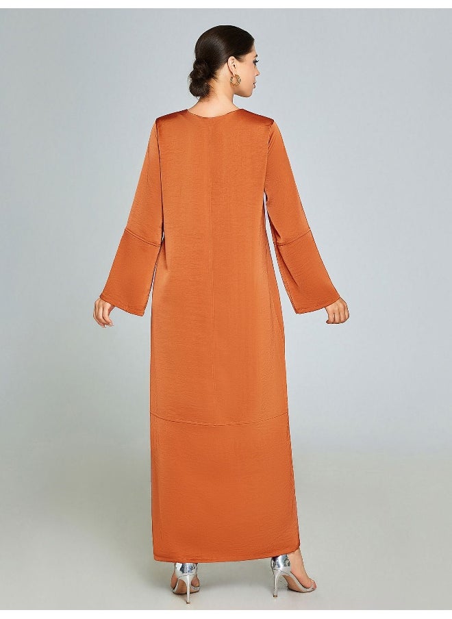 Minimalist Fashion Handmade Sewn Kaftan Dress with Long Sleeves