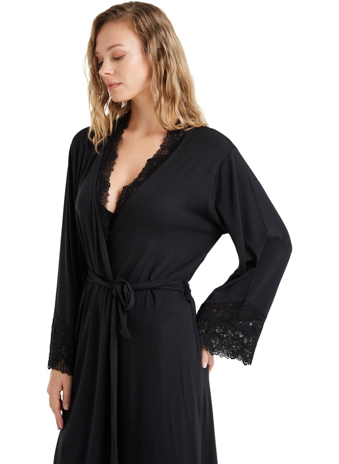Women's Black Dressing Gown 51600