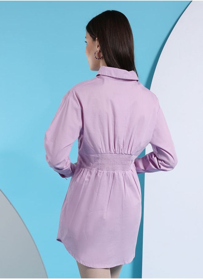 Women Fit and Flared Casual Solid Shirt Dress