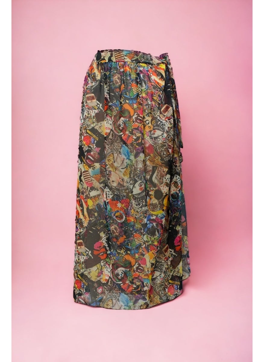 Vintage Retro Patterned Long Pareo Tie Chiffon Women's Beach Dress New Season