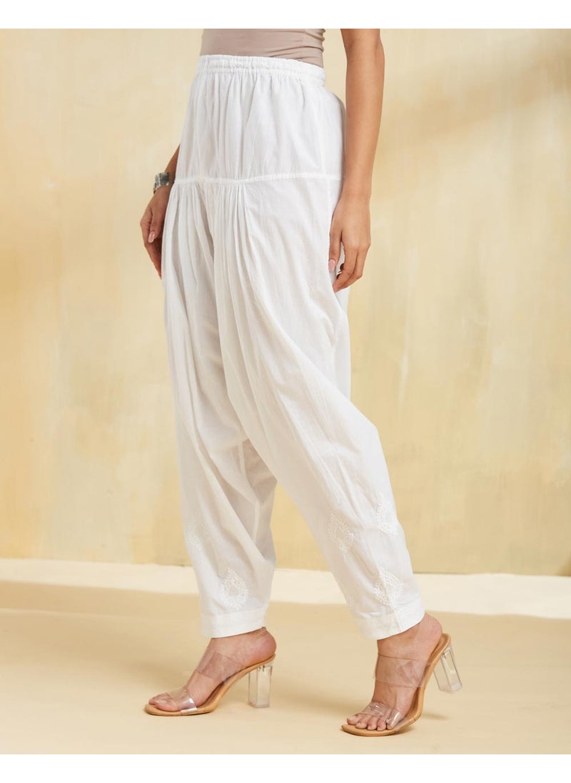 White Cotton Chikankari Salwar