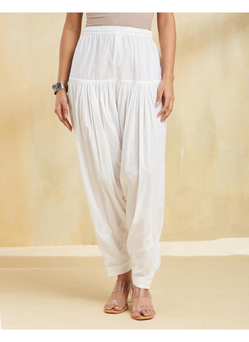 White Cotton Chikankari Salwar