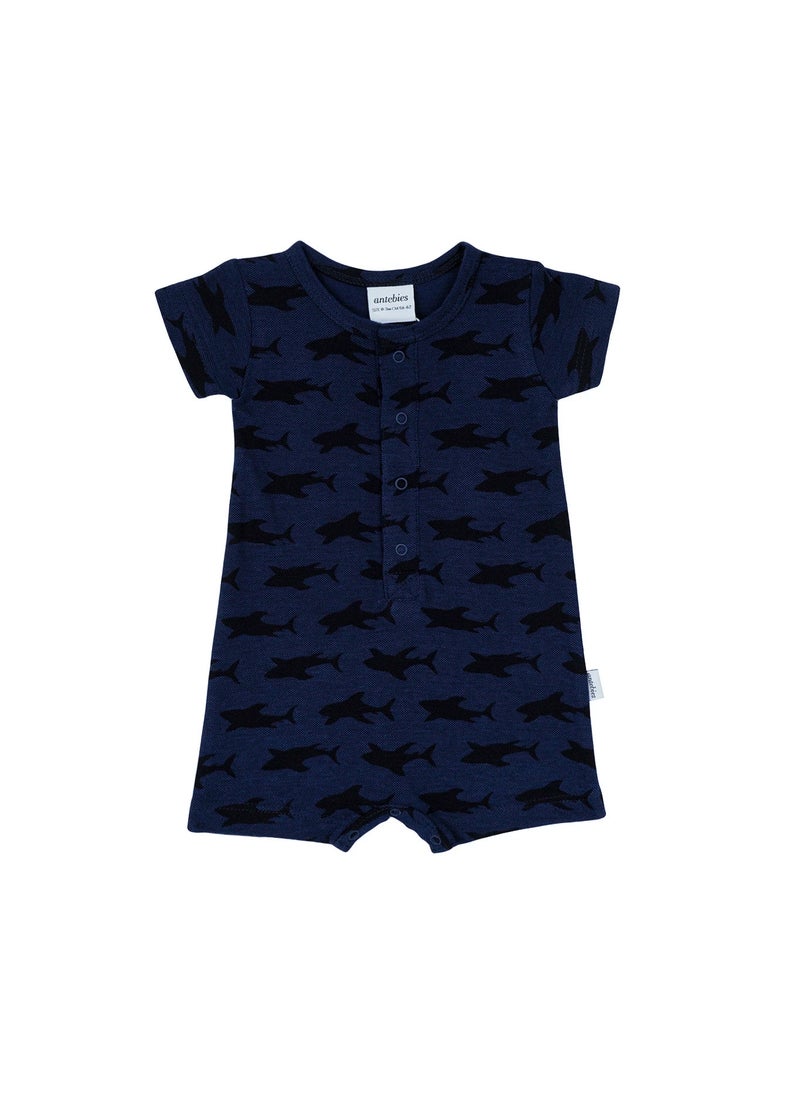 Shark Madness Print Romper