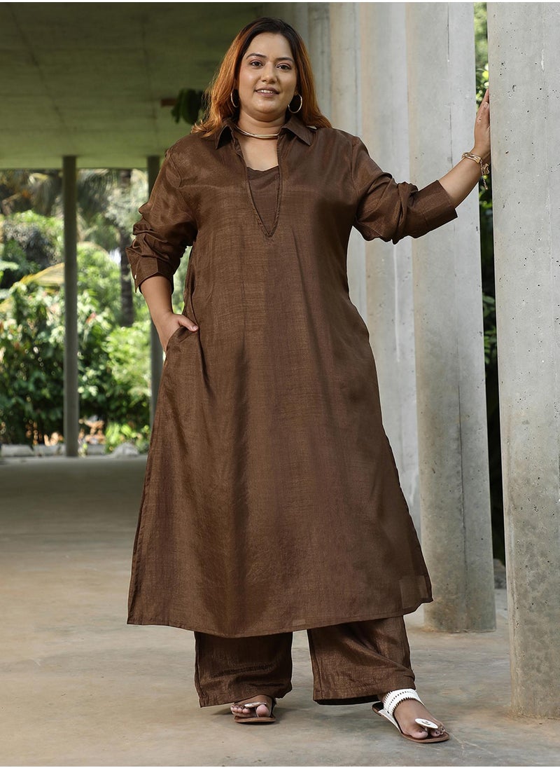 Women's Chocolate Brown Dusk Ensemble Kurta Set
