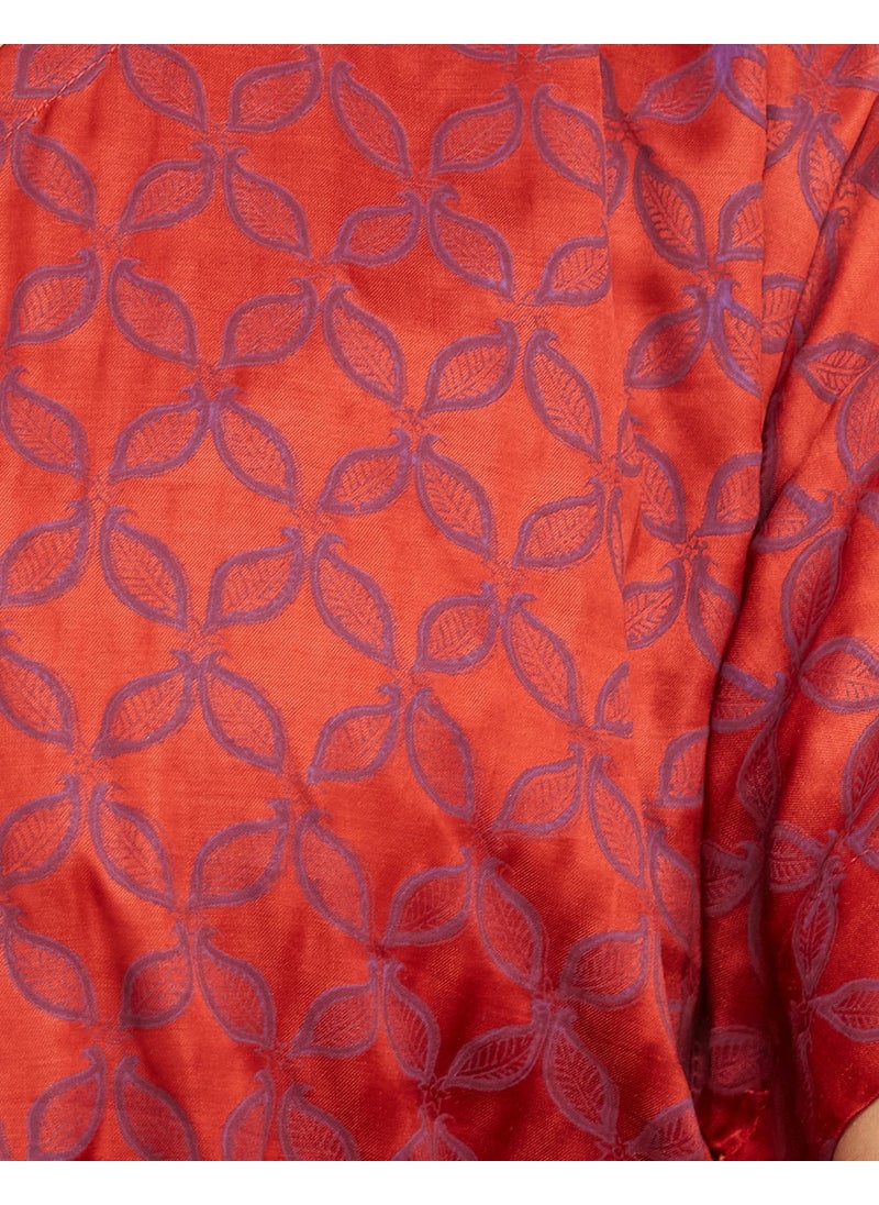 Red Viscose Blend Printed Top