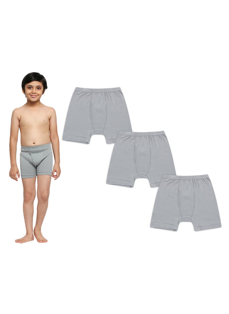 BOY'S COTTON BOXER SHORT BRIEF (PACK OF 3) - DARK GREY