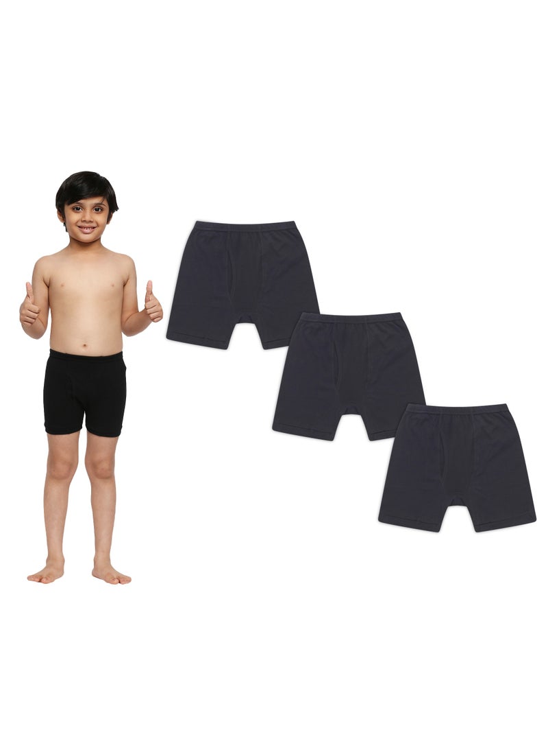 BOY'S COTTON BOXER SHORT BRIEF (PACK OF 3) - BLACK