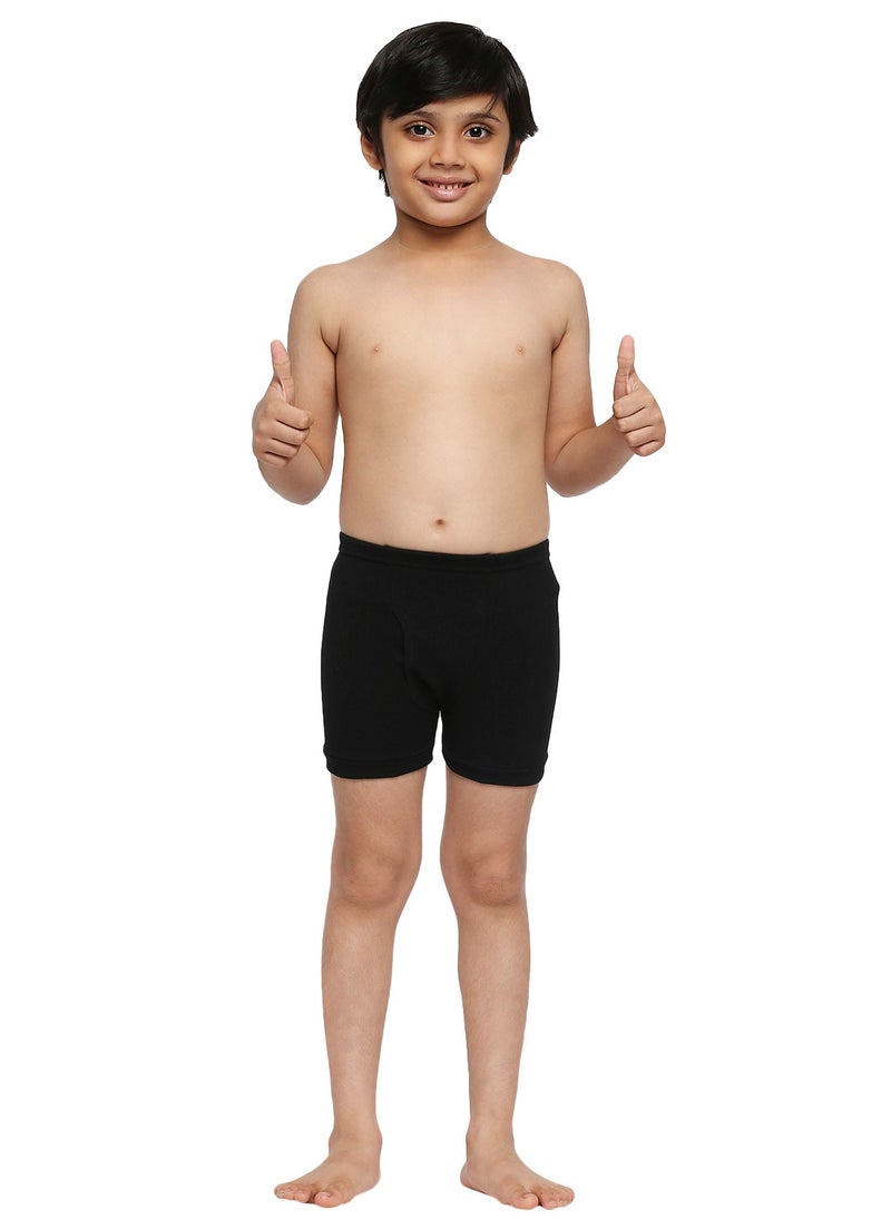 BOY'S COTTON BOXER SHORT BRIEF (PACK OF 3) - BLACK
