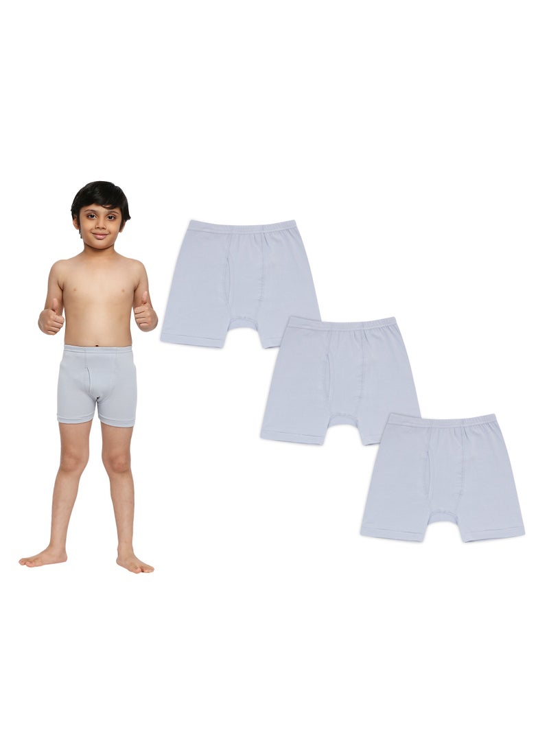 BOY'S COTTON BOXER SHORT BRIEF (PACK OF 3) - LIGHT GREY