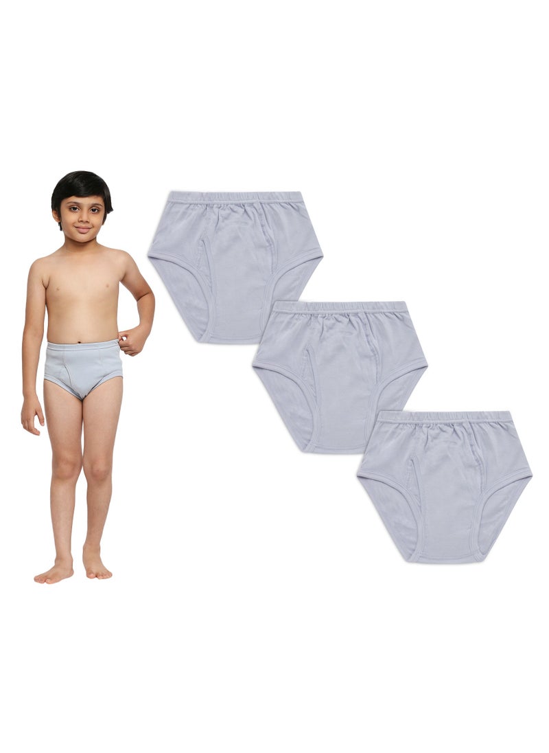 BOY'S COTTON BRIEF (PACK OF 3) - LIGHT GREY