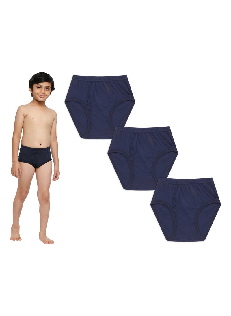 BOY'S COTTON BRIEF (PACK OF 3) - NAVY BLUE