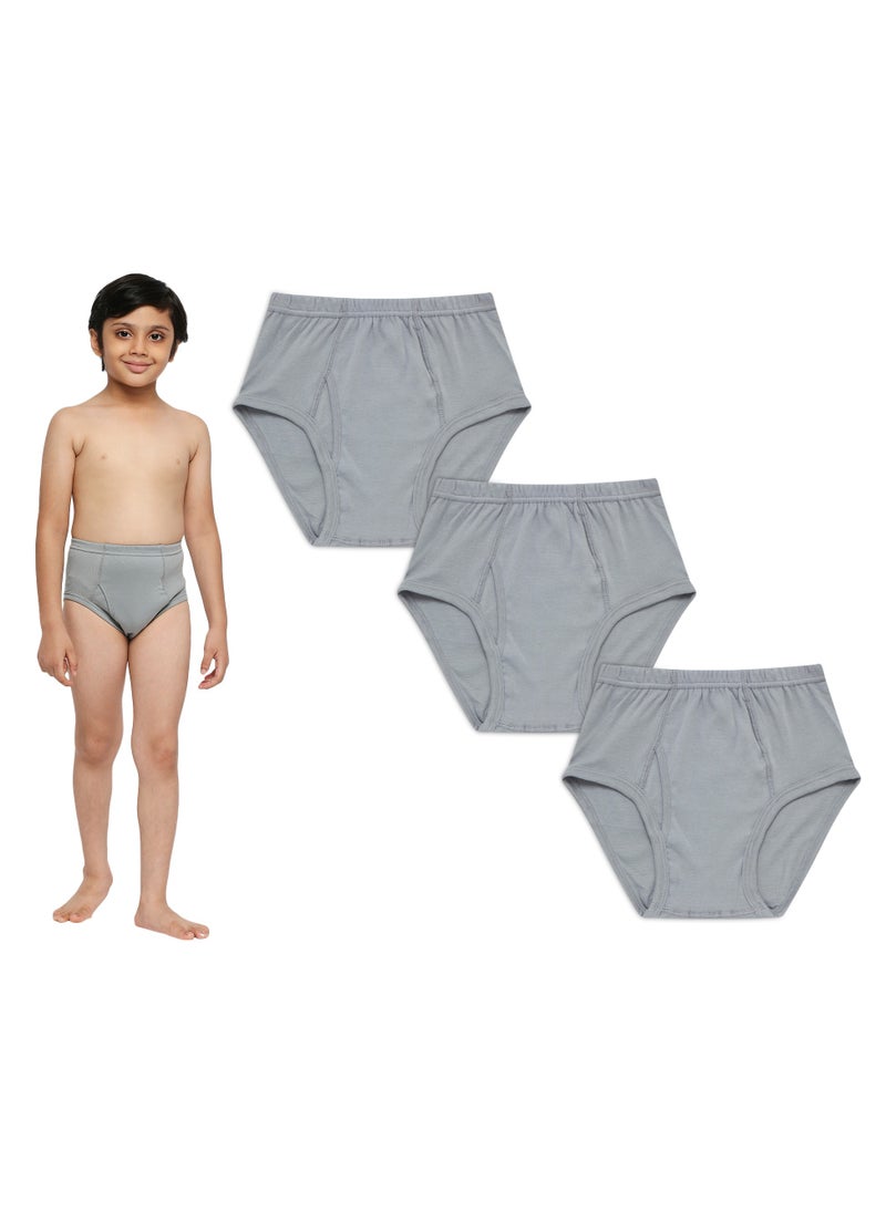 BOY'S COTTON BRIEF (PACK OF 3) - DARK GREY