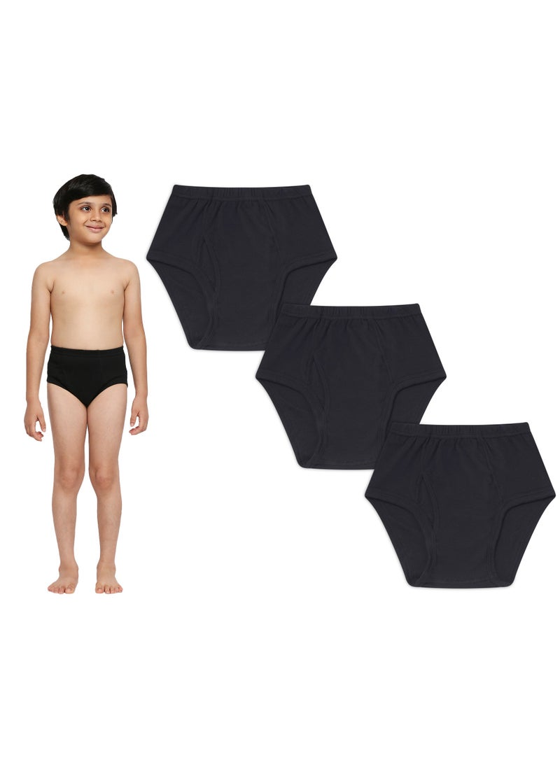 BOY'S COTTON BRIEF (PACK OF 3) - BLACK