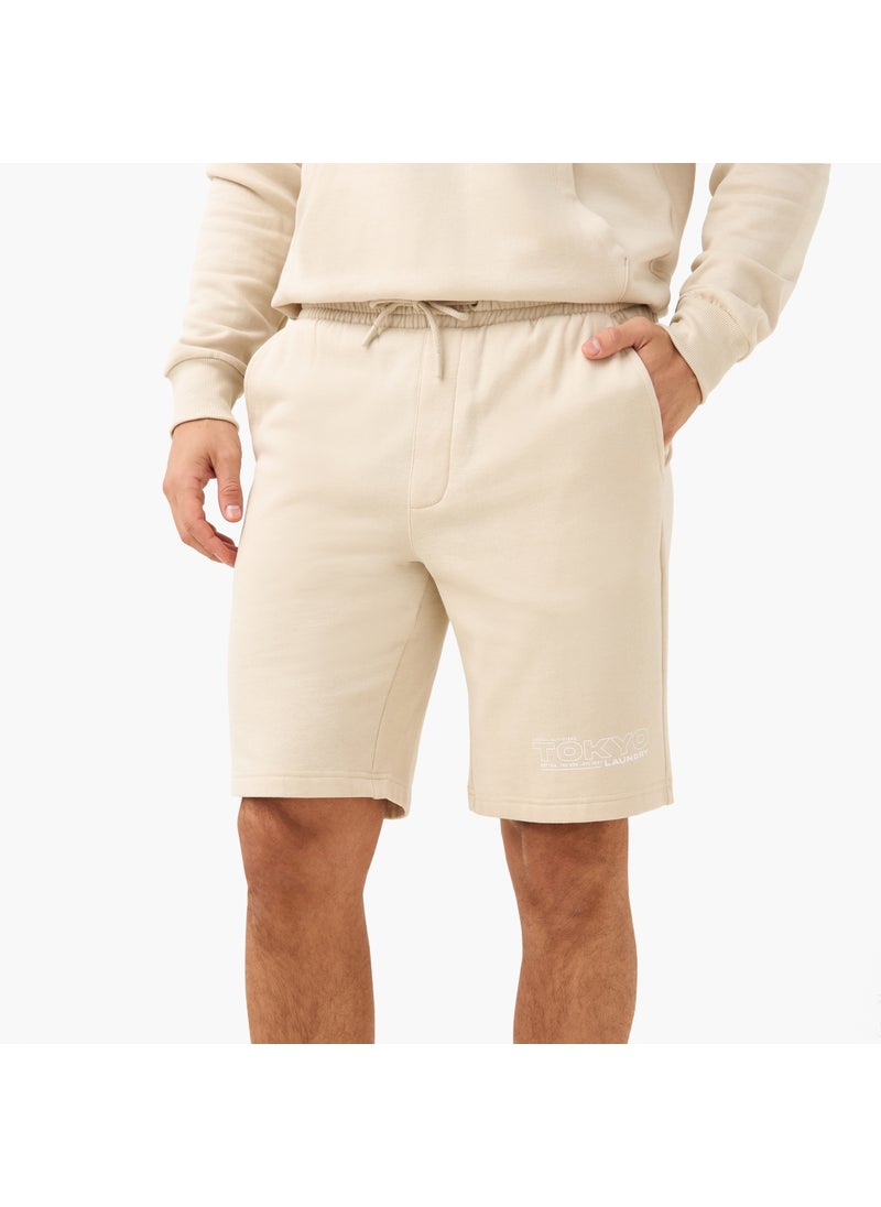 Printed Hoodie and Shorts Set