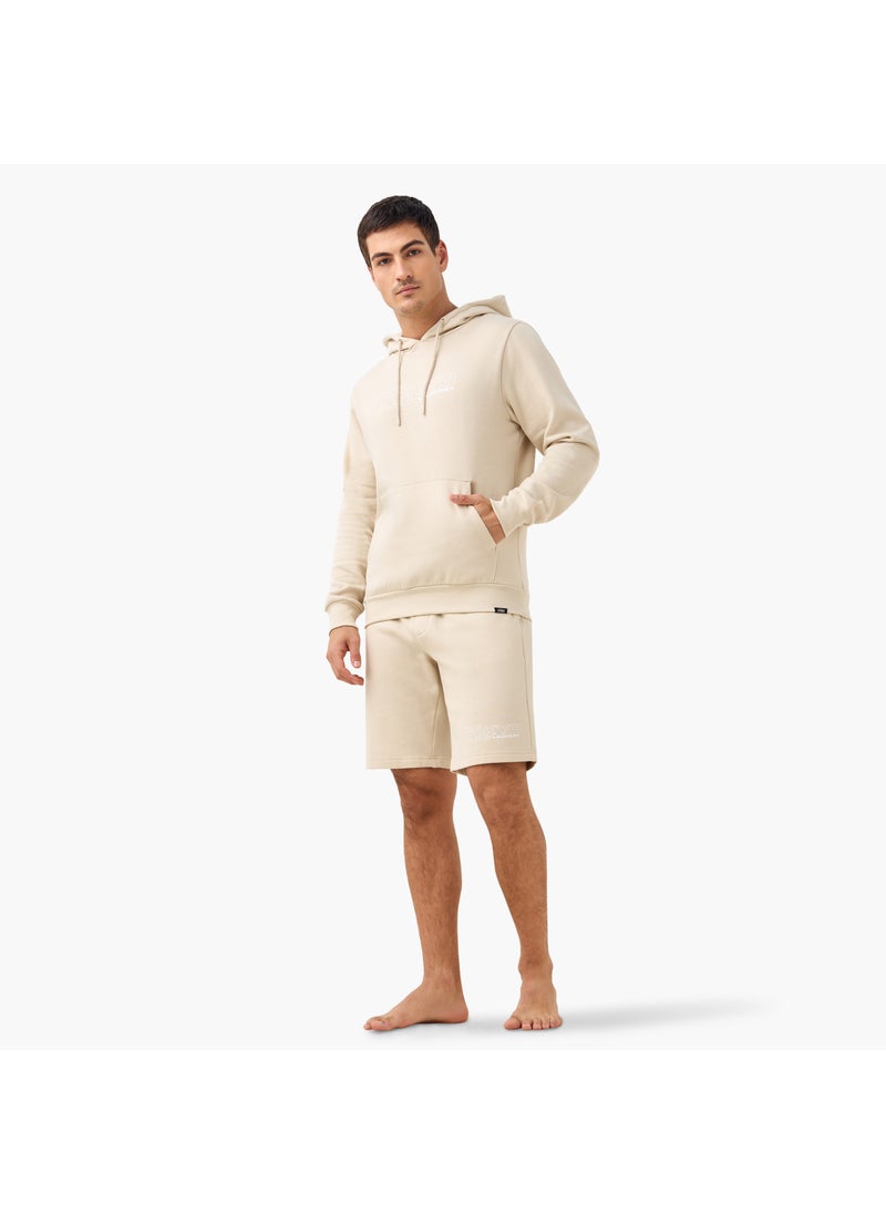Printed Hoodie and Shorts Set
