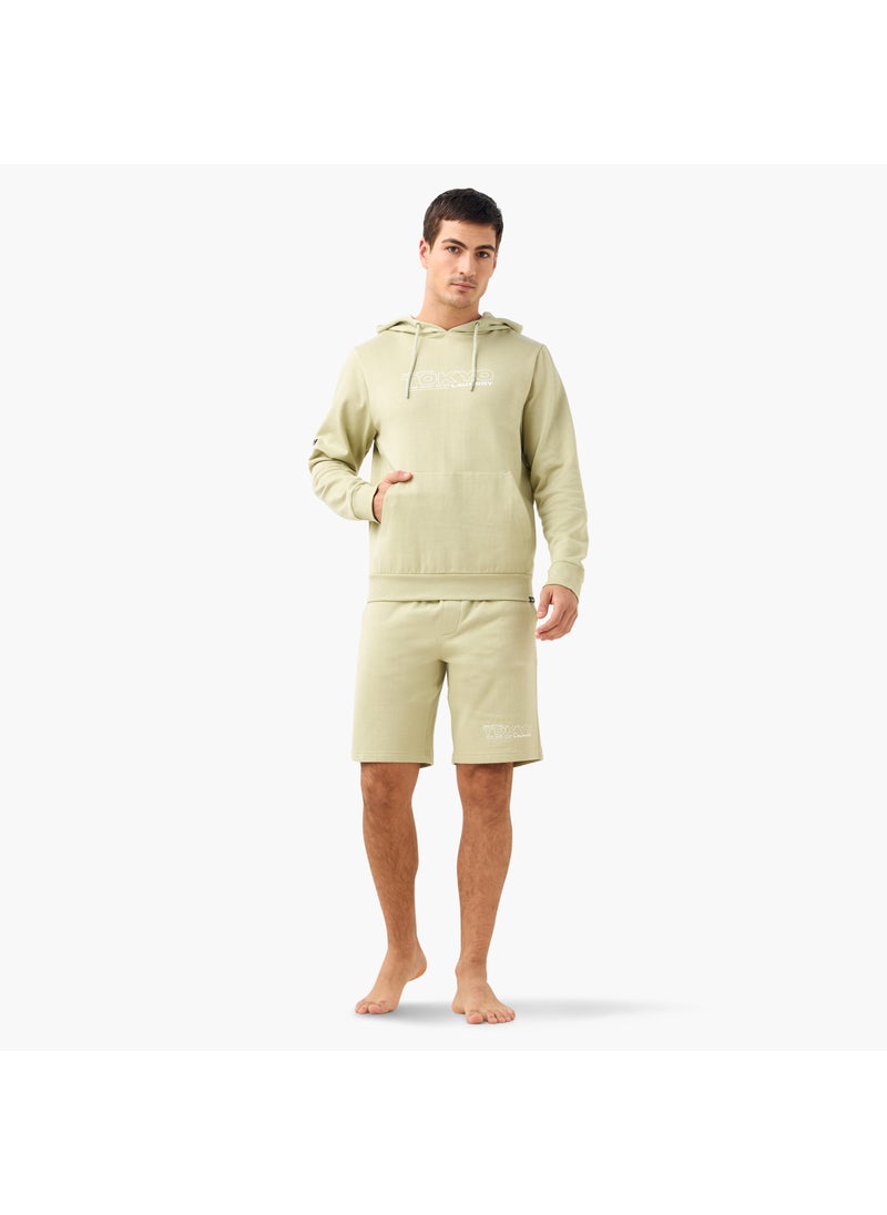 Printed Hoodie and Shorts Set